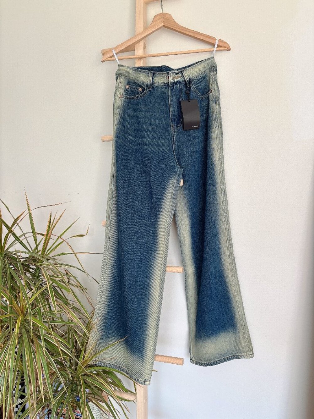 DENIM Two-Tone Straight Leg Jeans